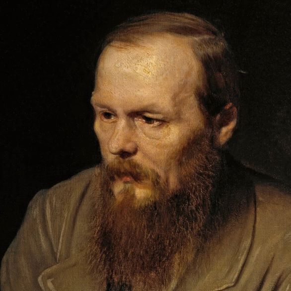 Painted portrait of Fyodor Dostoevsky.