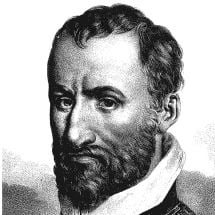 A stern portrait of Giovanni Pierluigi da Palestrina.