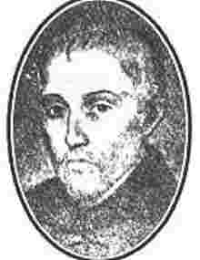 A black and white portrait of Tomás Luis de Victoria.